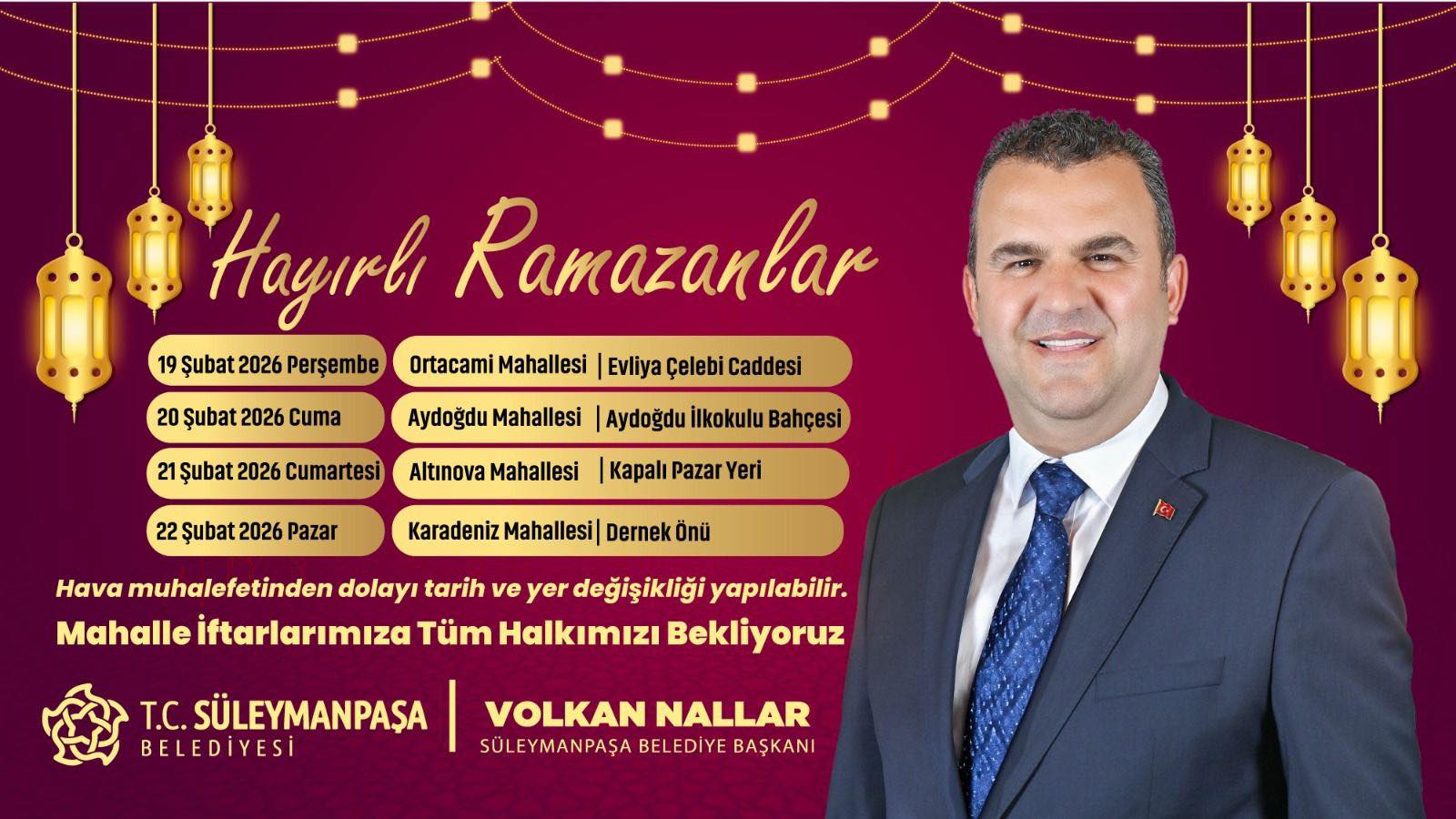 SÜLEYMANPAŞA BELEDİYESİ HALK SOFRALARI İLE RAMAZANI MAHALLELERDE YAŞATACAK